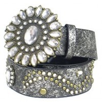 Belt - jeweled & Studded w/ Jeweled Buckle Belt - Black Color - BLT-TO31151BK