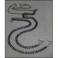Bra Straps - Two-row Crystal Chain Strap - Black - BS-HH118BK
