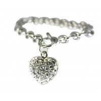Barcelet - R/H Bubble Heart Charm Barcelet - Clear - BR-JJB2678CL