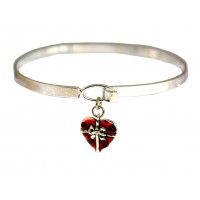 Bangle - Charm Bracelets - Heart Charm - BR-OB00098ASRED