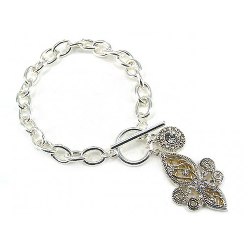 Bracelets - Toggle Closure Fleur De Lis Bracelets - BR-OB01504TTCRY