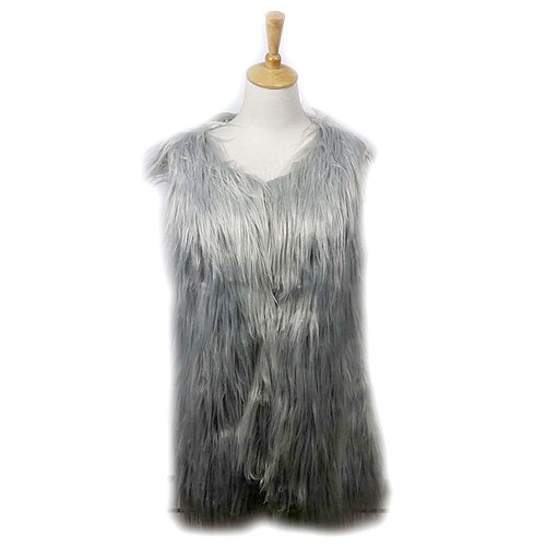Cardigans & Vests - Faux Long Fur Vest – Solid Light Grey