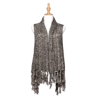 Cardigans & Vests - Knitted Cardigan with Tassels -Black