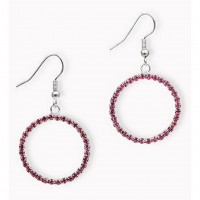 Dangling Rhinestones Circle Earrings - L. Rose - ER-20679LRO