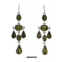 Crystal Tear Drop Earrings - Green - ER-CQE4052F1