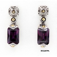 925 Sterling Silver Earrings w/ CZ - Purple - ER-SV1187/PL