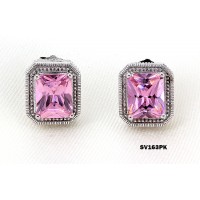 925 Sterling Silver Earrings w/ CZ - Pink - ER-SV163PK