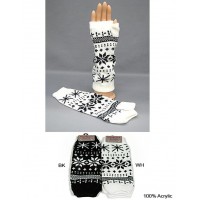 Gloves - Fingerless Snow Flack Print Glove - GL-1007