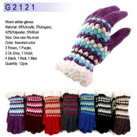 Gloves - Knitted w / Fur-Like Trim - GL-G2121