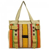 Canvas Tote Bag w/ Suede-Like Belt