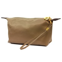Nylon Cosmetic Purse with Wristlet - Taupe - CM-NL1015TP
