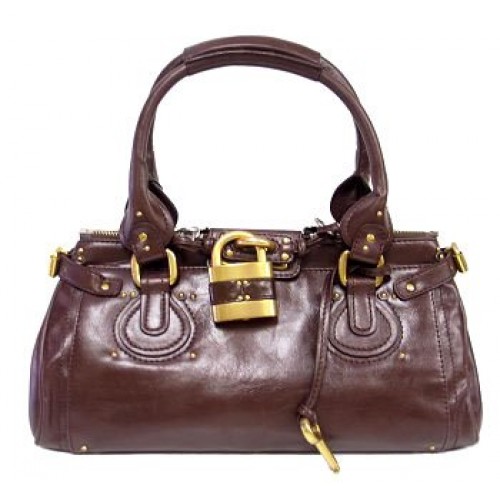 Italian PU Leather Pad Lock Handbag/ Large - BG-2610PBN