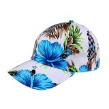 Baseball Cap- Tropical Flower Print – Cotton - Blue - HT-7655G-BL