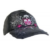 Embroidery Tattoo Cap - American (Washed Cotton )- Black - HT-BSA100BK