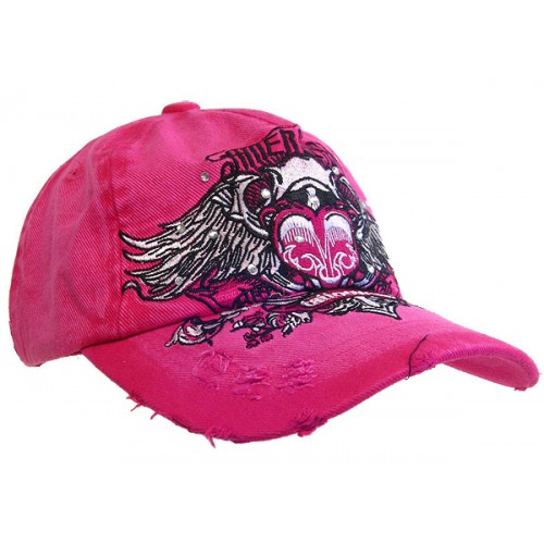 Embroidery Tattoo Cap - American (Washed Cotton ) - Hot Pink - HT-BSA100HP