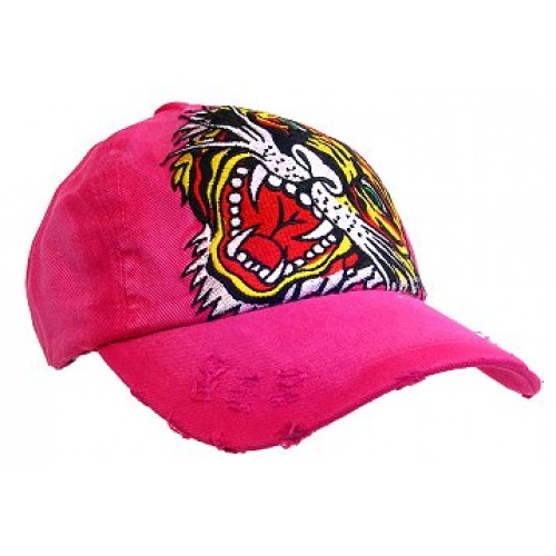 Embroidery Tattoo Cap - Tiger (Washed Cotton) - Hot Pink - HT-BST100HP
