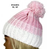Cap - Mulit Color Knitted Beane W/ Pom Pom - HT-H1287A