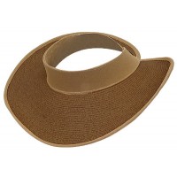 The Lady's Packable Straw Sun Visor - Adjustable - 3.5 Inches - Brown - HT-ST159BN
