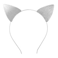Headband: Textured Brushed Kitty Ears Metal Headband