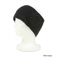 Headwraps / Neck Warmer : Crochet w/ Flower - Black Color - HB-0118HHBK