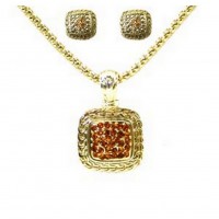 Western Style/ Square Necklace & Earrings Set - NE-MS3163AGTO