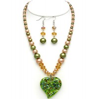 Necklace - Murano Glass  Necklace & Earring Set - NE-AACDS1904F