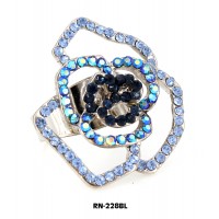Austrian Crystal Rose Flower Ring  - Blue Color - RN-228BL