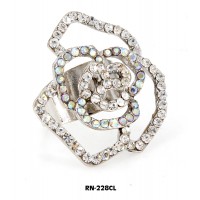 Austrian Crystal Rose Flower Ring  - Clear Color - RN-228CL