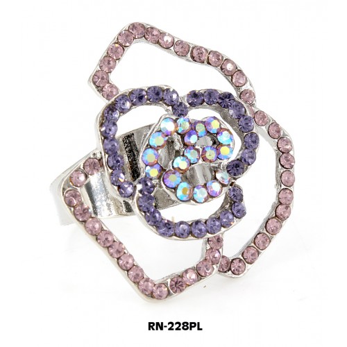 Austrian Crystal Rose Flower Ring  - Purple Color - RN-228PL