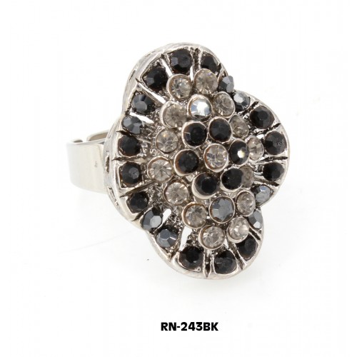 Austrian Crystal Ring  - Black Color - RN-243BK