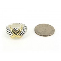 12-PC Finger Rings, Stretchable, Texture, Two Tone - RN-OR0044-TT