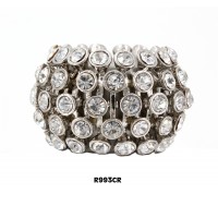 Finger Rings w/ Rhinestones, Stretchable, Clear Color - RN-R993CR