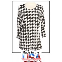 Merrow Top with 3/4 Sleeve, Houndstooth Print – Black & White - ATP-MT9504