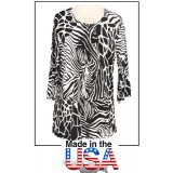 Merrow Top with 3/4 Sleeve, Zebra/Giraffe Print – Black & White - ATP-MT9507