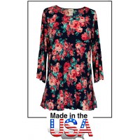 Merrow Top with 3/4 Sleeve, Roses – Navy Blue- ATP-MT9511