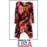Tunics Tops with 3/4 Sleeves, Art Print – Pink & Brown