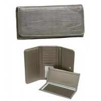 Wallet - Faux Soft Leather Wallet - Dark Silver - WL-190JRDSV