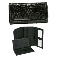 Croc Embossed Check Book Wallets - Black