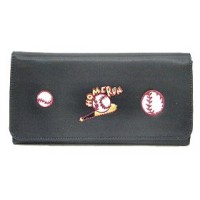 Wallet - Embroidered Baseball Theme - Black - WL-EBB030WBBK