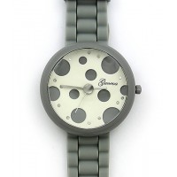 Lady Watch - Slicone Band w/ Polka Dots Dial - Gray -WT-MN8038P-GY