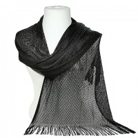 Scarf - Shawl - Knitted  Metallic Scarves - Black