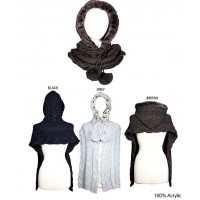 Scarf - Cable Knitted w / Faux Fur Trim Hood - SF-10KS288